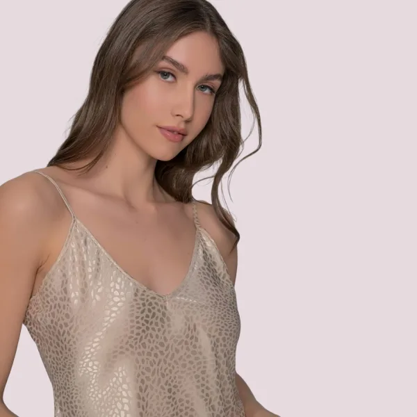 Milena by Paris Γυναικείο Σετ Babydoll Πιτζάμα Ζακάρ Σατέν beige Μπεζ 004189 Milena by Paris Γυναικείο Σετ Babydoll Πιτζάμα Ζακάρ Σατέν beige Μπεζ 004189